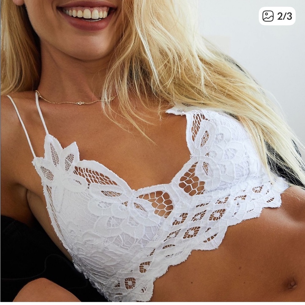 Free People Adella Crochet Lace Bralette White